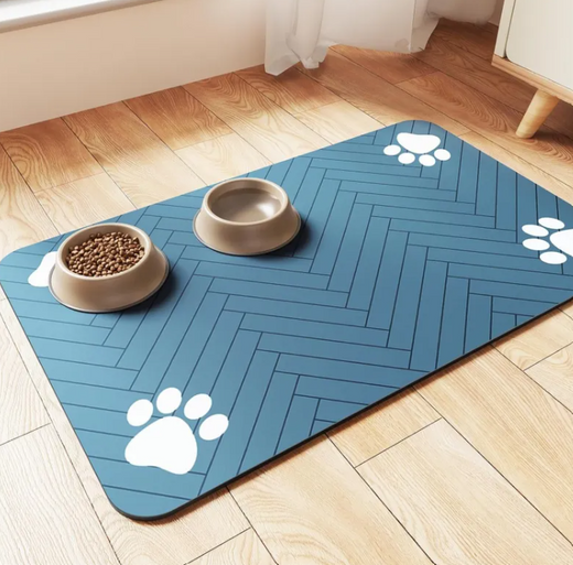 Quick-dry diatom pet feeding mat under pet bowls