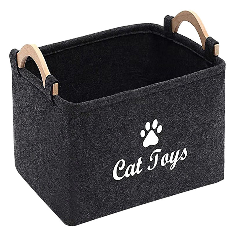 Felt Pet Toy Storage Basket product image for dogs and cats at CovePaws