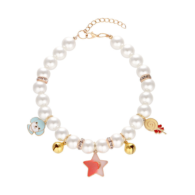 Hand Woven Pearl Cat Collar product image for cats at CovePaws